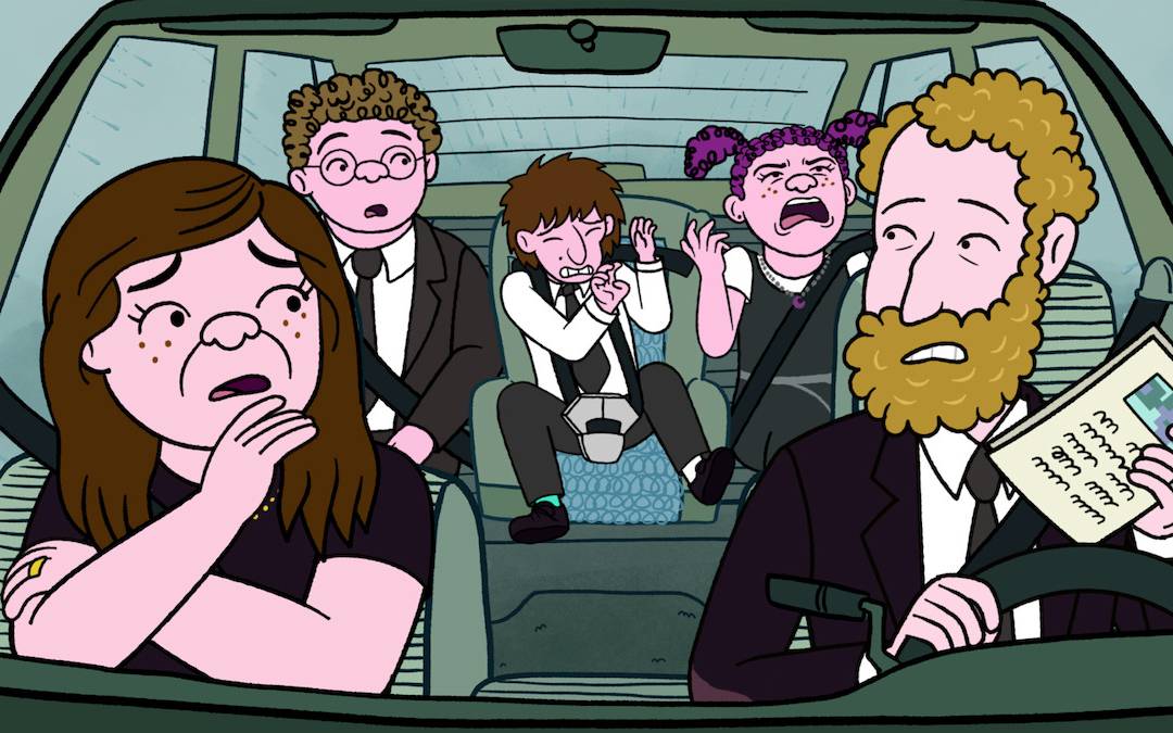 Die Schwoopers im Auto.