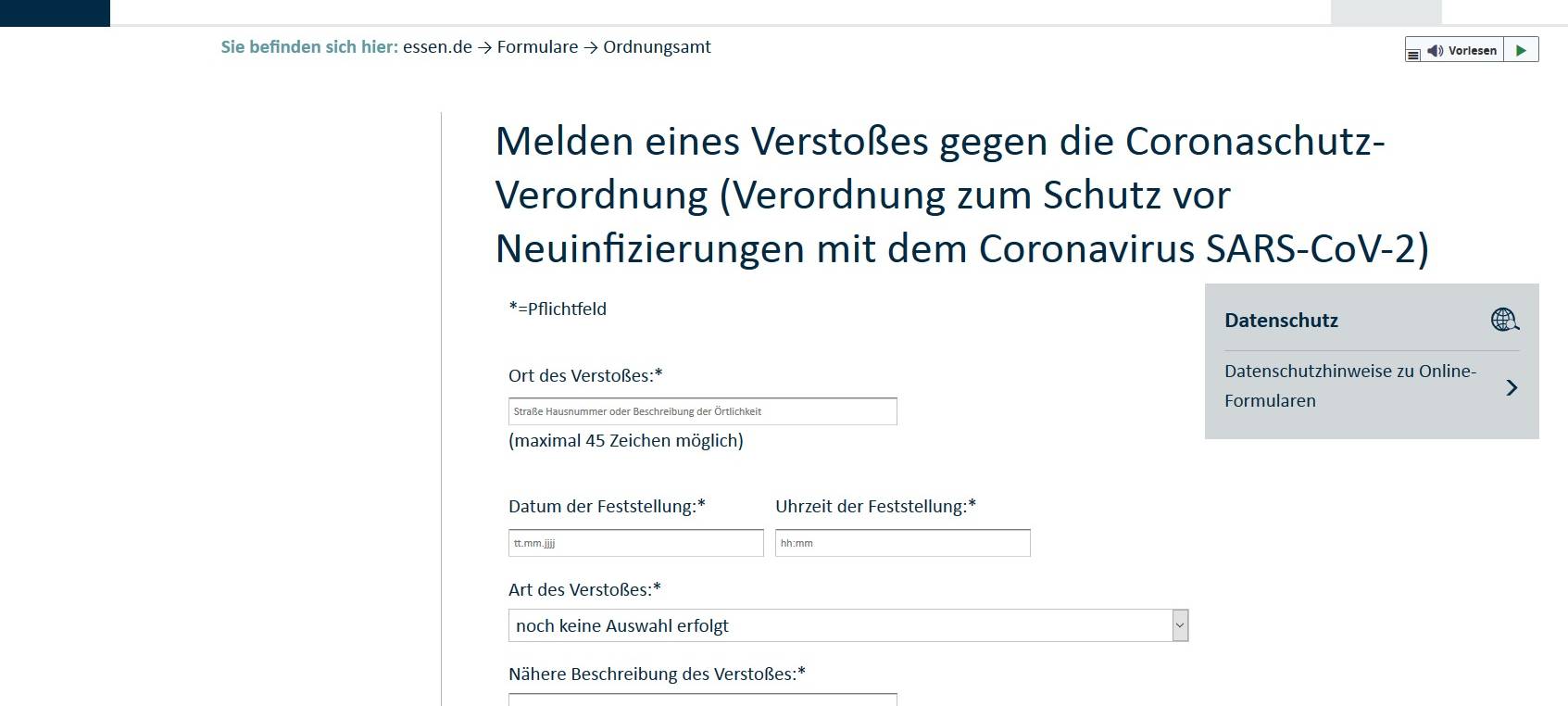 Kein Meldeportal für Corona-Verstöße