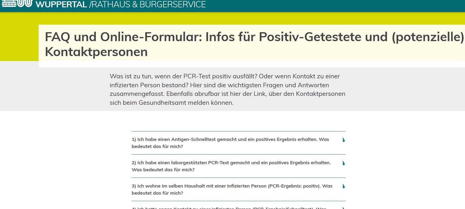 Gesundheitsamt am Limit - Formular für Infizierte
