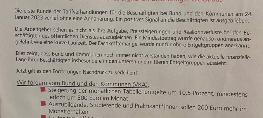 Streikaufruf auch von ver.di