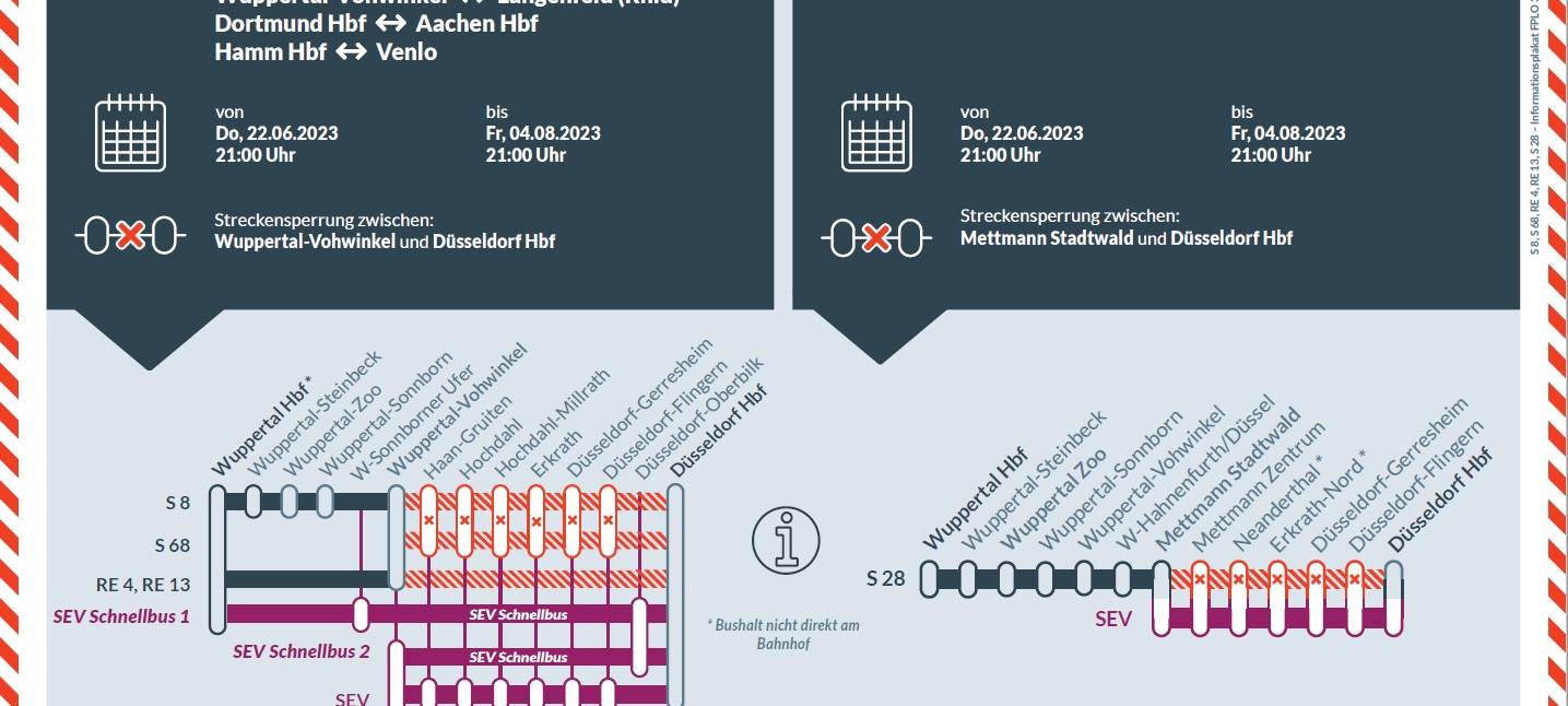Bahnsperrung: Viele Busse in den Sommerferien