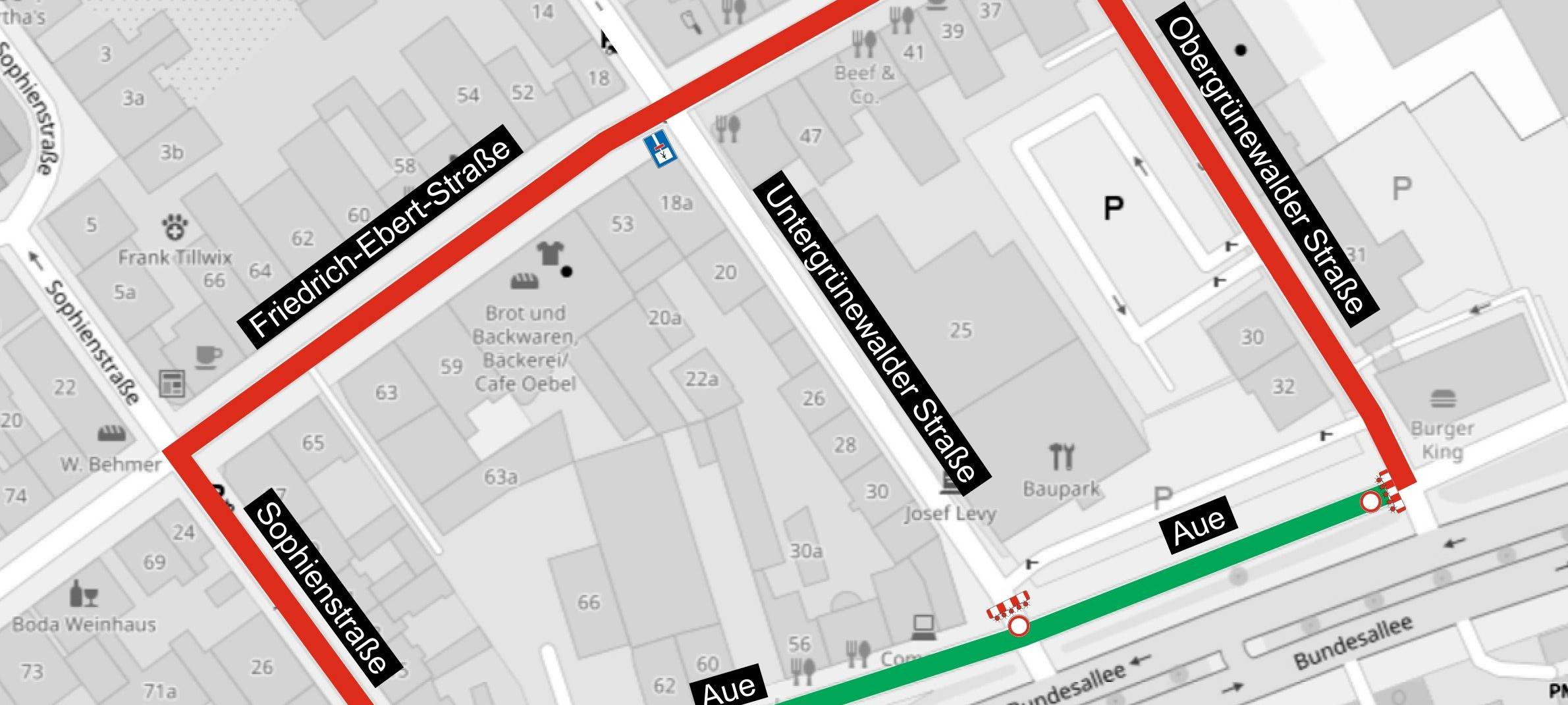 Aue für Fernwärmebaustelle gesperrt