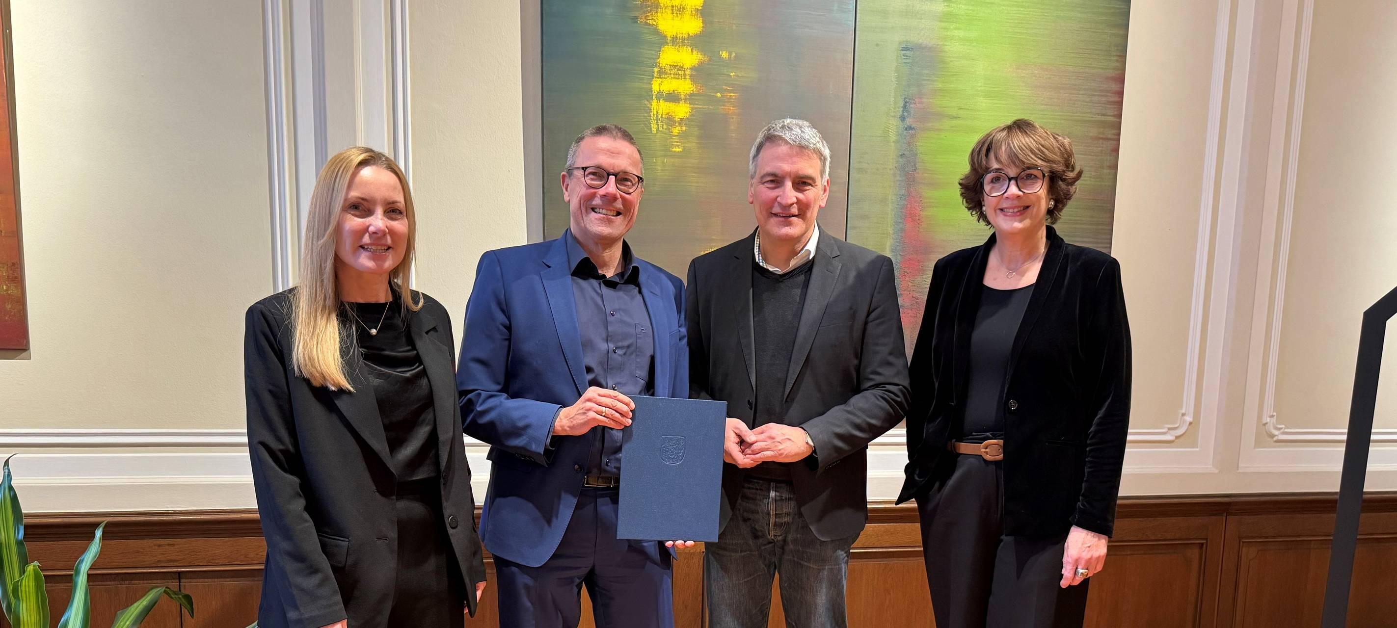 Dezernentin Zeh, Oberbürgermeister Schneidewind, Staatssekretär Bahr, Dezernentin Berg