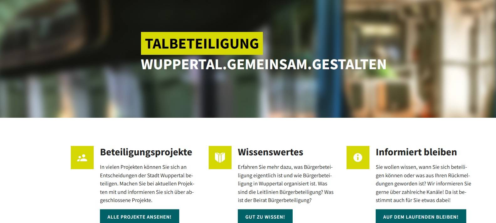 Ein Screenshot der Website Talbeteiligung