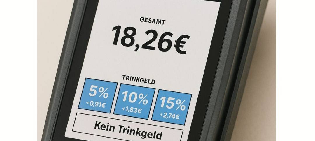 zu sehen ist ein EC-Gerät mit drei Trinkgeld Optionen