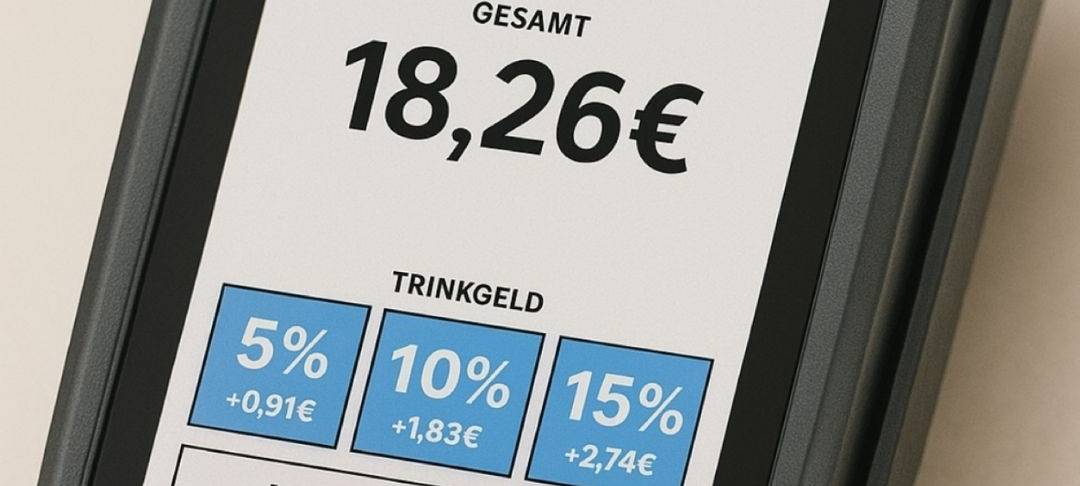 zu sehen ist ein EC-Gerät mit drei Trinkgeld Optionen