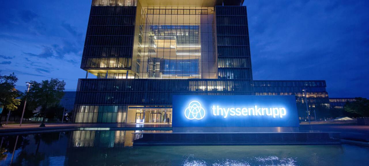 Blick auf die Konzernzentrale von Thyssenkrupp in Essen