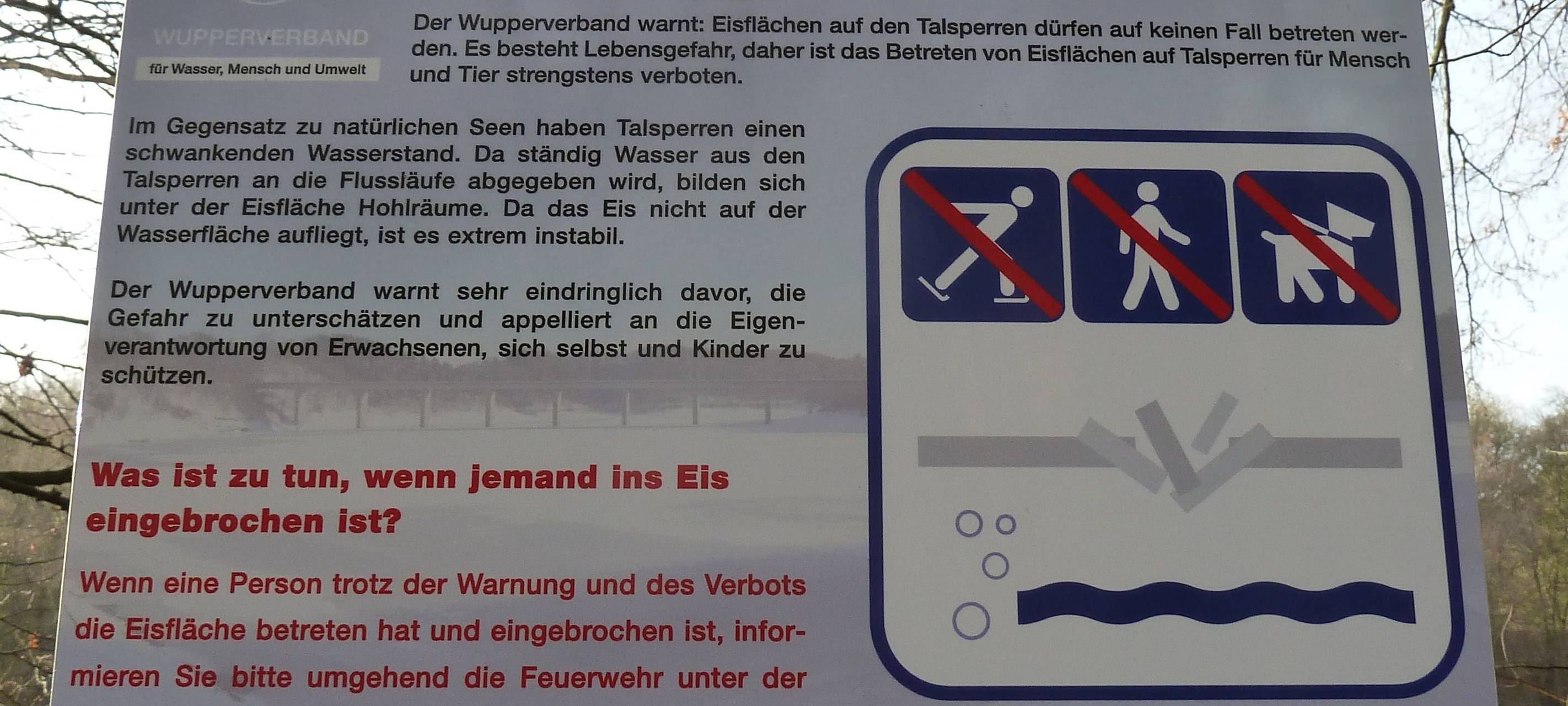 Dünnes Eis auf Stauseen