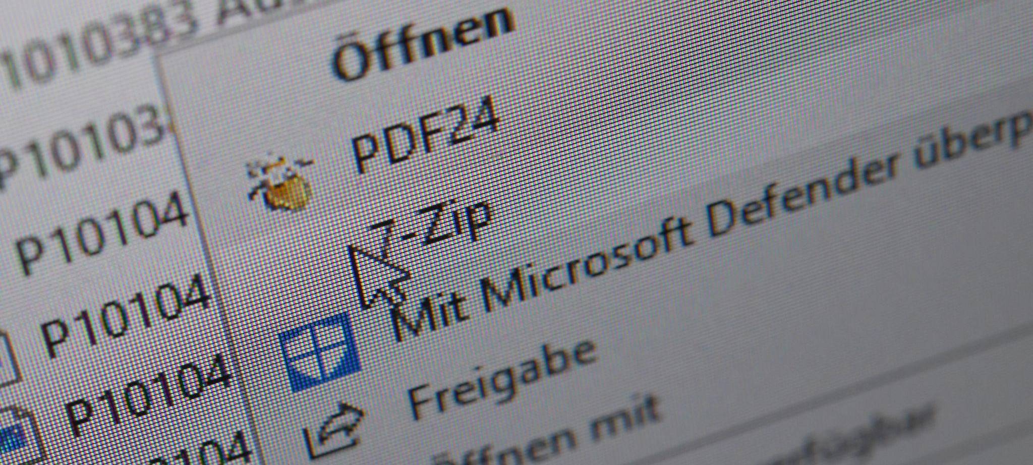 Die Packsoftware 7-Zip im Menü eines Computers