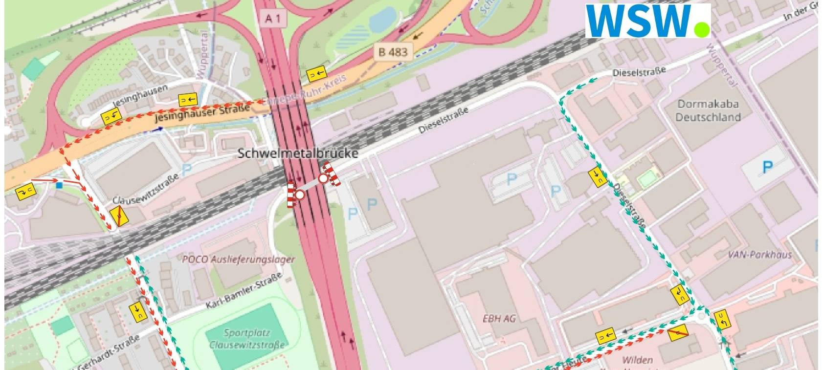 Straßensperrung in Wuppertal-Langerfeld