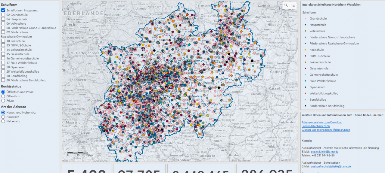 Wuppertaler Schulen auf interaktiver Karte