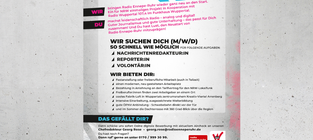 Radio Ennepe-Ruhr sucht Radio-Journalist:innen