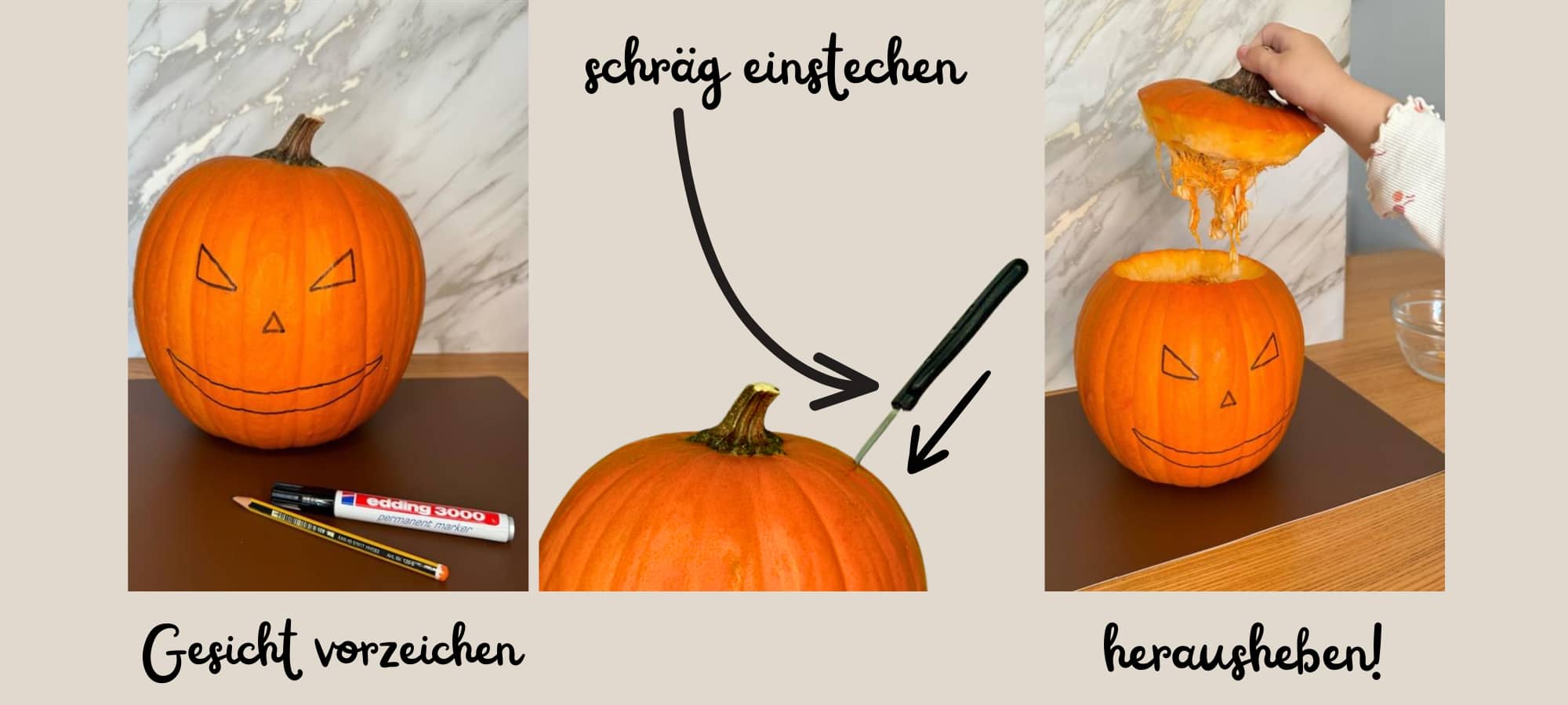 Bilder-Anleitung Kürbis-Schnitzen Kürbiszeit Kürbis